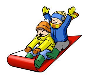 Christmas Clipart Kids On Sled Pictures