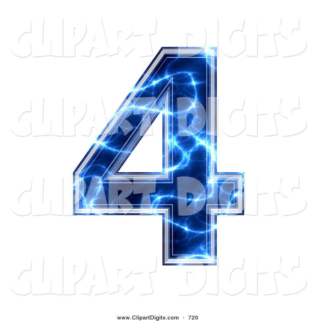 Clip Art Of A Blue Electric Symbol  Number Four By Chrisroll    720