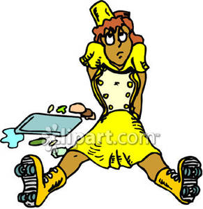 Diner Waitress Who Fell Off Her Skates Royalty Free Clipart Picture