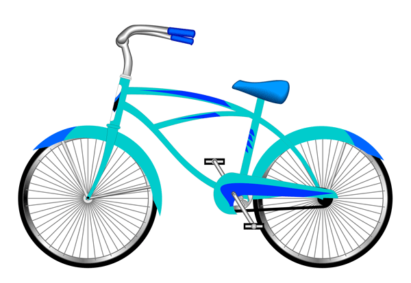 Illustrated Art Of A Classic Blue Bicycle