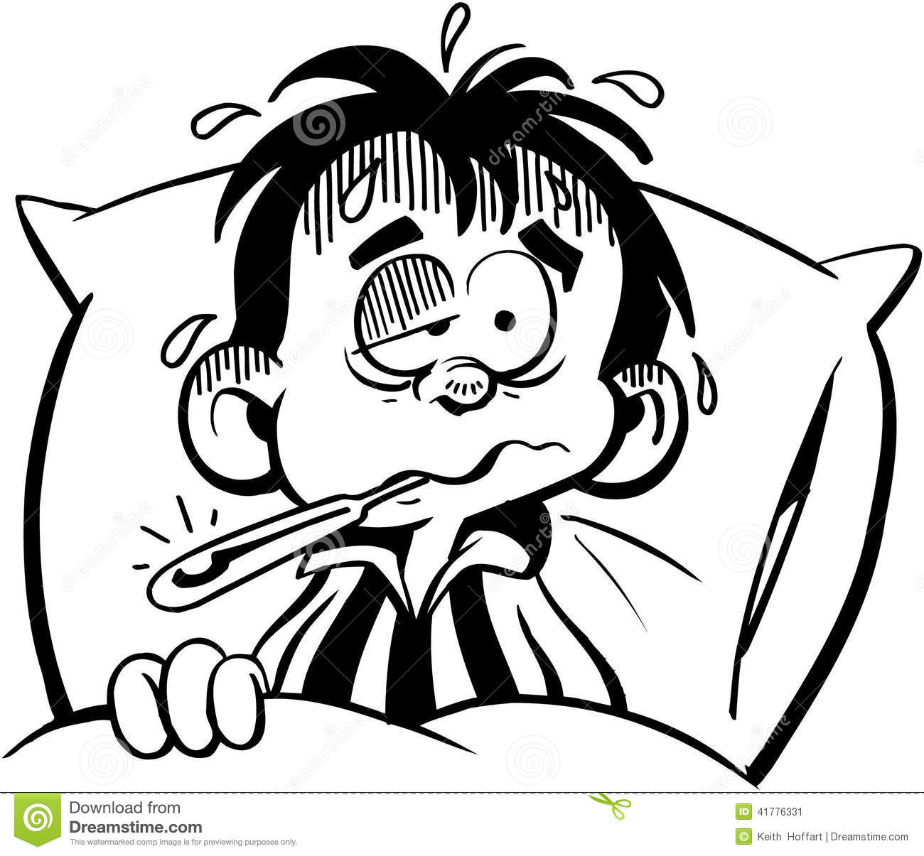 Kid Sick In Bed Cartoon Vector Clipart Created In Adobe Illustrator In