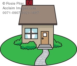 Little House With A Landscaped Yard Royalty Free Clip Art Image