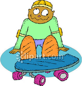 Person Who Fell Off Skateboard   Royalty Free Clipart Picture