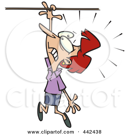 Rf  Clip Art Illustration Of A Cartoon Businesswoman Losing Her Grip