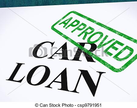 Stock Illustration   Car Loan Approved Stamp Shows Auto Finance Agreed