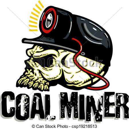 Vector Clip Art Of Coal Miner Skull With Miners Light On Hard Hat