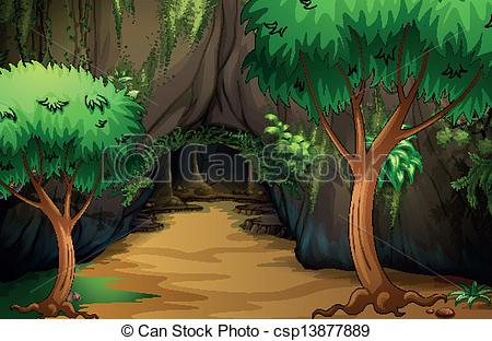 Vector Of A Cave At The Forest   Illustration Of A Cave At The Forest