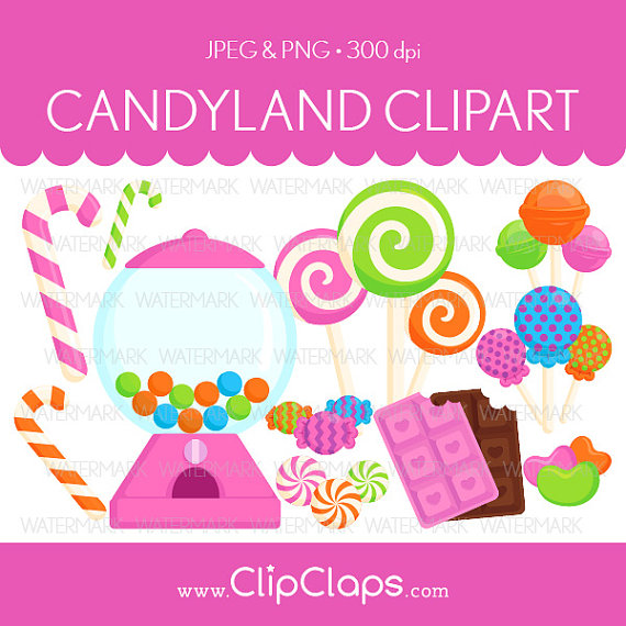 Candy Clipart   Lollipop Candy Land Rainbow Clipart    Candyland   C80