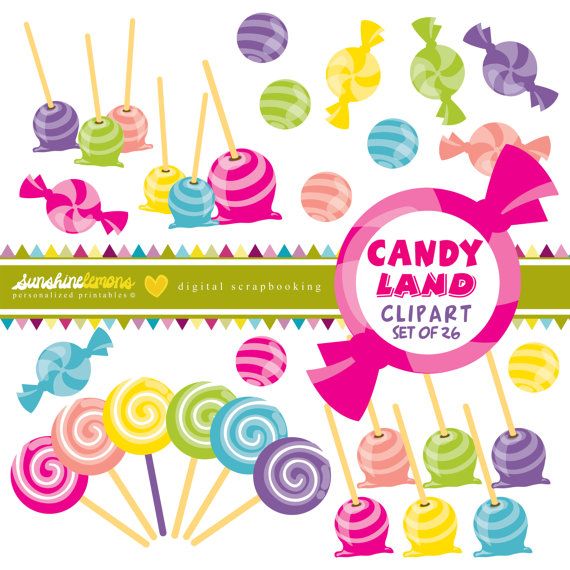 Candy Land Clipart Set Of 26 By Sunshinelemons On Etsy  4 95   Design