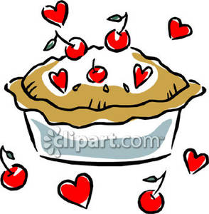 Cherry Pie With Hearts   Royalty Free Clipart Picture