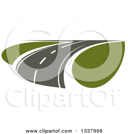 Clipart Of Curving Two Lane Roads   Royalty Free Vector Illustration