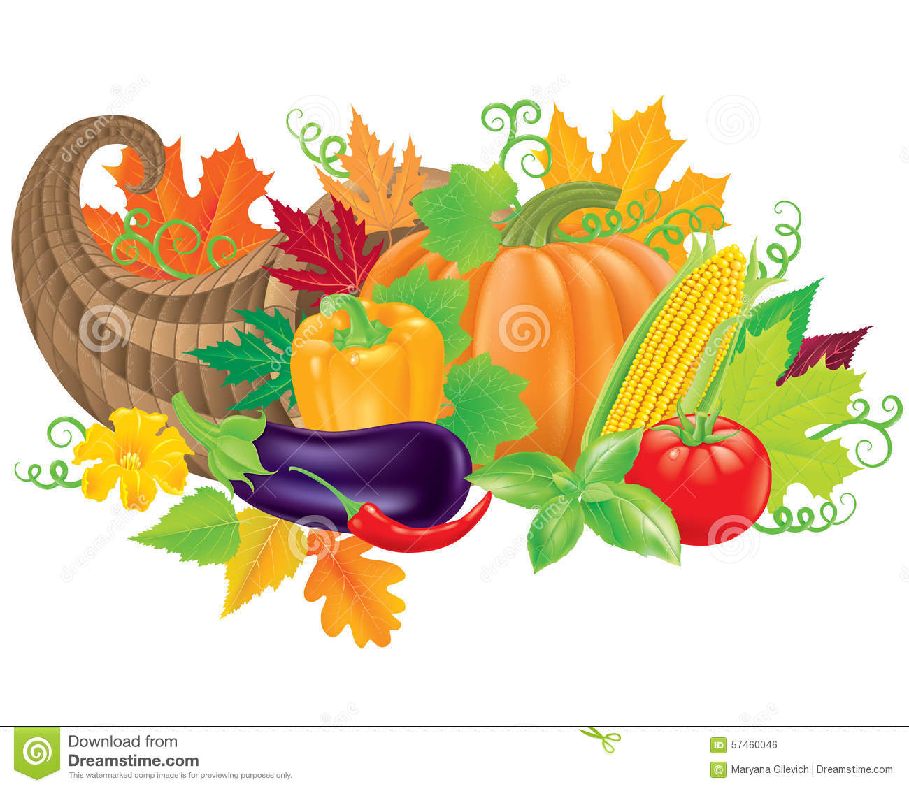 Cornucopia Filled With Fresh Vegetables 