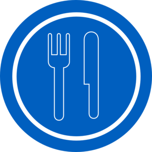 Food Service Sign Blue Plate With Outline Knife And Fork Clip Art At