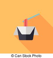 Instant Noodles Flat Icon With Long Shadoweps10 Vector
