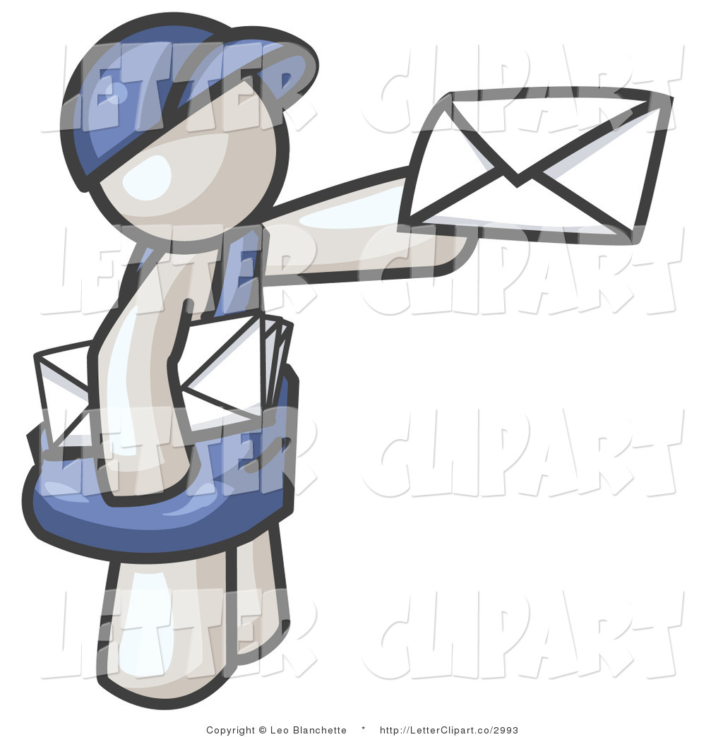 Larger Preview  Clip Art Of A White Mail Carrier Man Delivering A