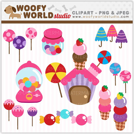 Lollipop Candy Land Sweet Treats Clipart   Instant Download   Digital
