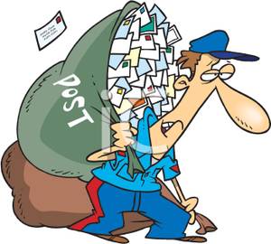Mailman Carrying A Large Bag Of Mail   Royalty Free Clipart Picture
