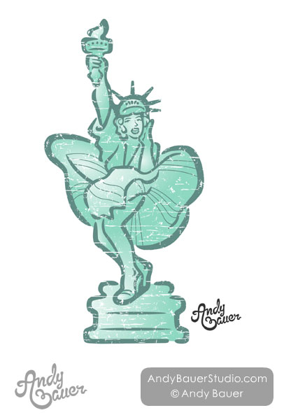 Marilyn Monroe Statue Of Liberty Retro Clip Art Andy Bauer