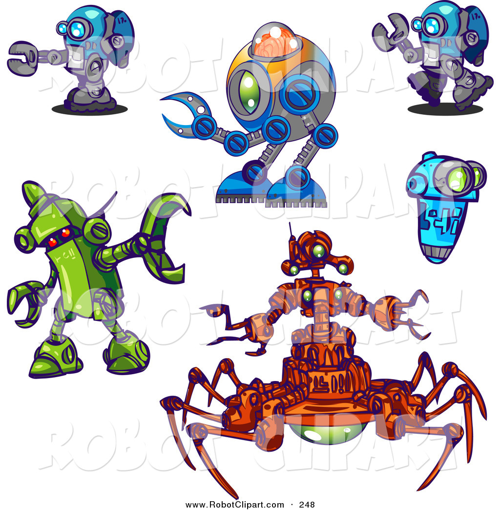 Poses Over A White Background Robot Clip Art Tonis Pan