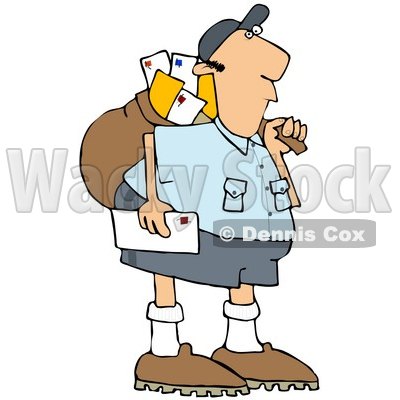 Rf  Clipart Illustration Of A Mail Man Carrying A Bag   Djart  70267
