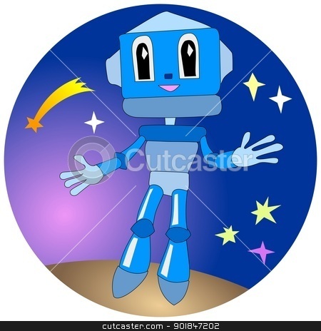 Robot In Space Stock Vector Clipart Cartoon Image Of The Robot In