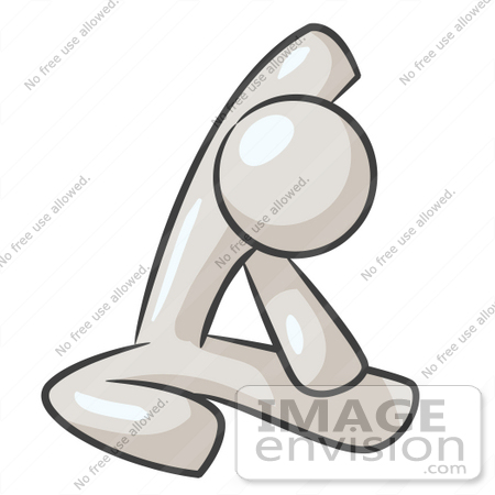 Royalty Free Clipart Of A White Guy Character Stretching   0033 0812    