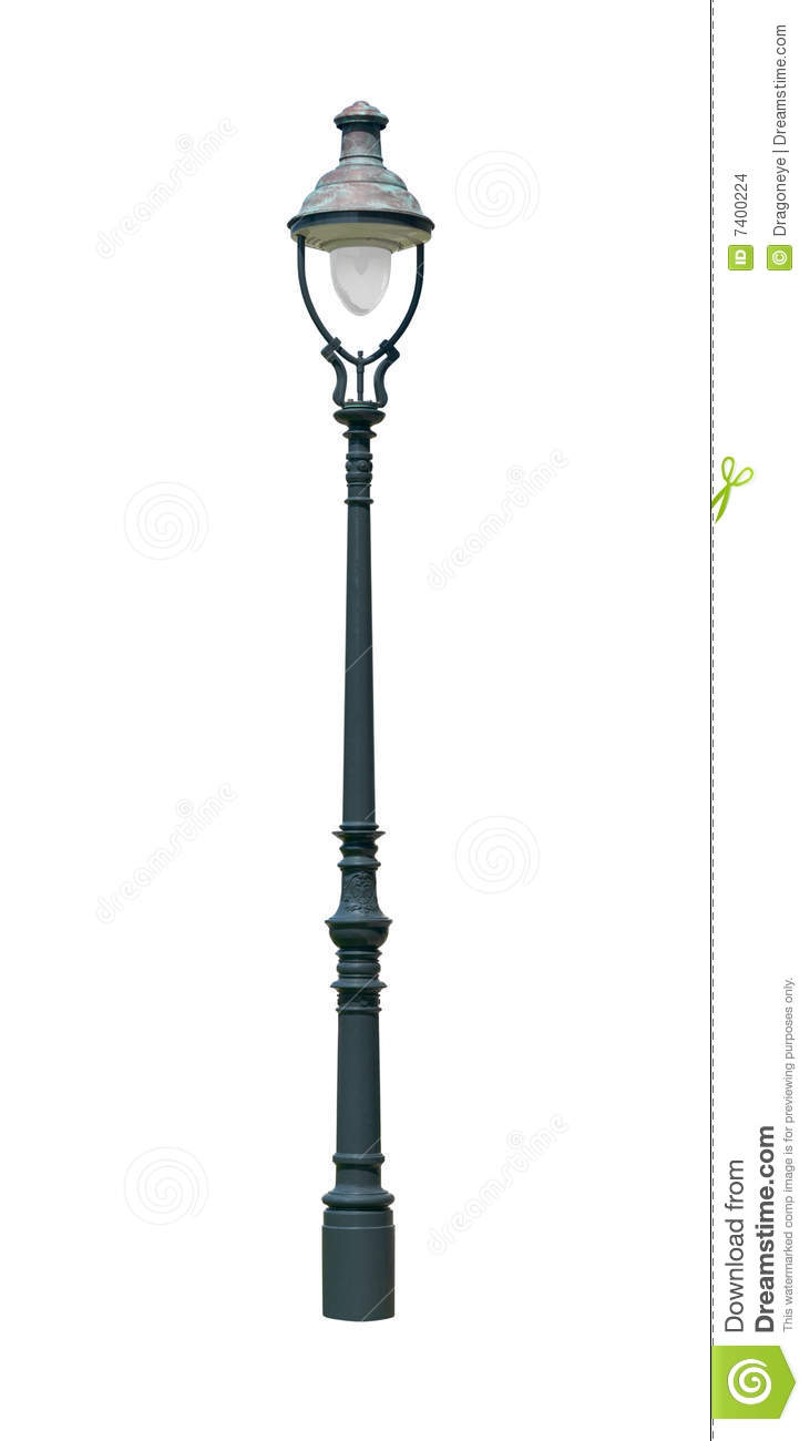 Street Light Lamp Post Isolated On White Background With Clipping Path