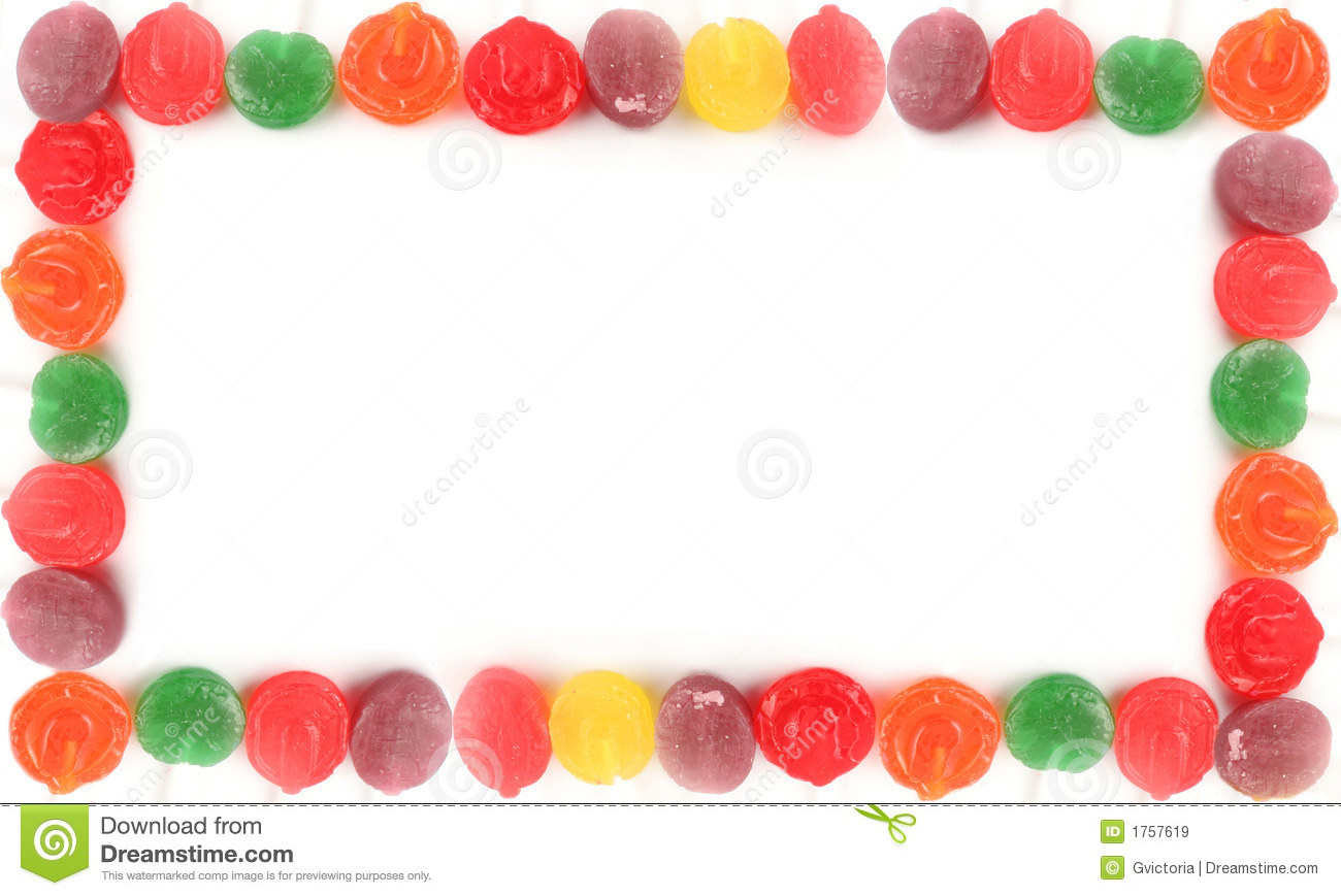Various Rainbow Colored Hard Lollipop Candy Border Or Frame