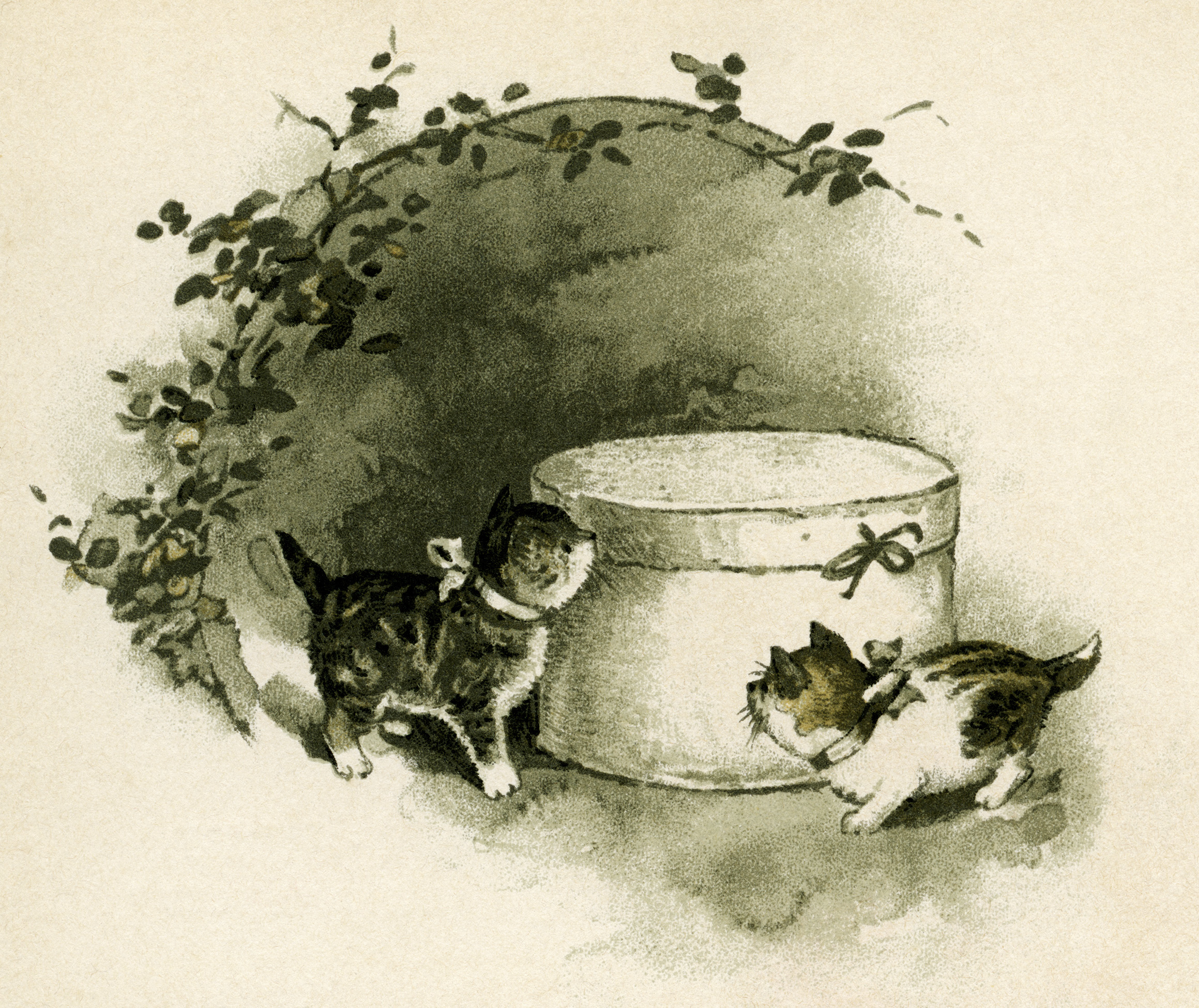 Vintage Kittens Clip Art Storybook Illustration Free Kitten