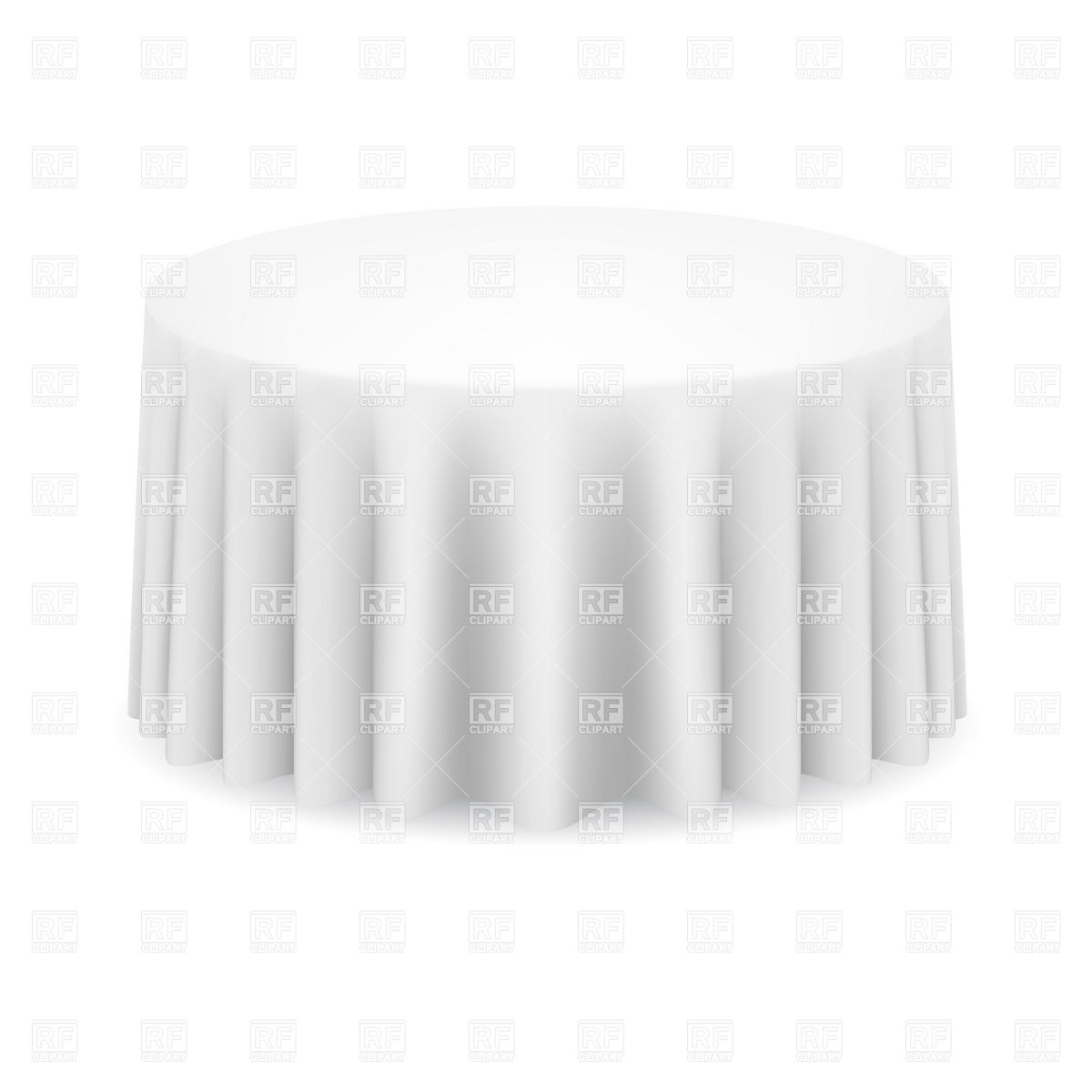 White Round Table Covered With Tablecloth 19049 Objects Download