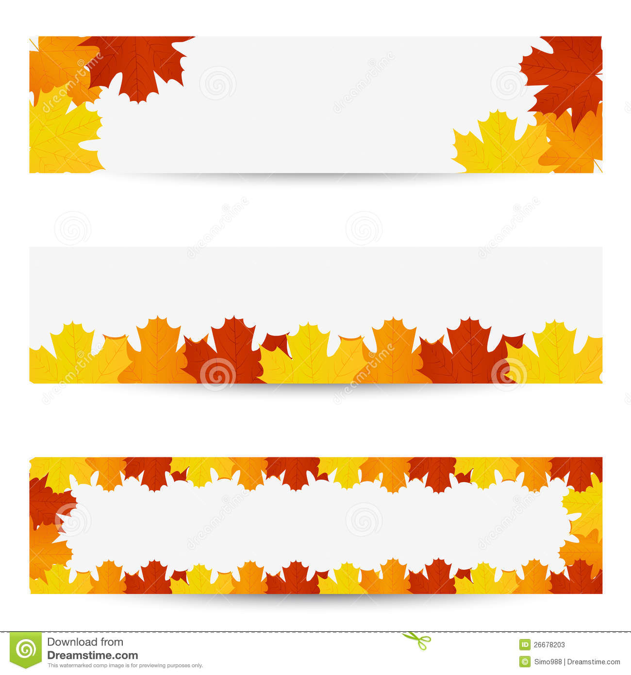 Autumn Banners With Autumn Leaves 