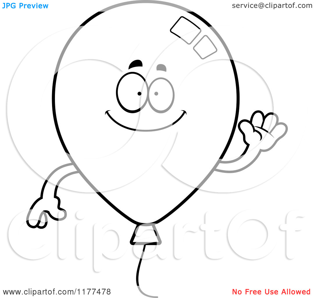 Black And White Balloon Clipart Cartoon Of A Black And White Waving