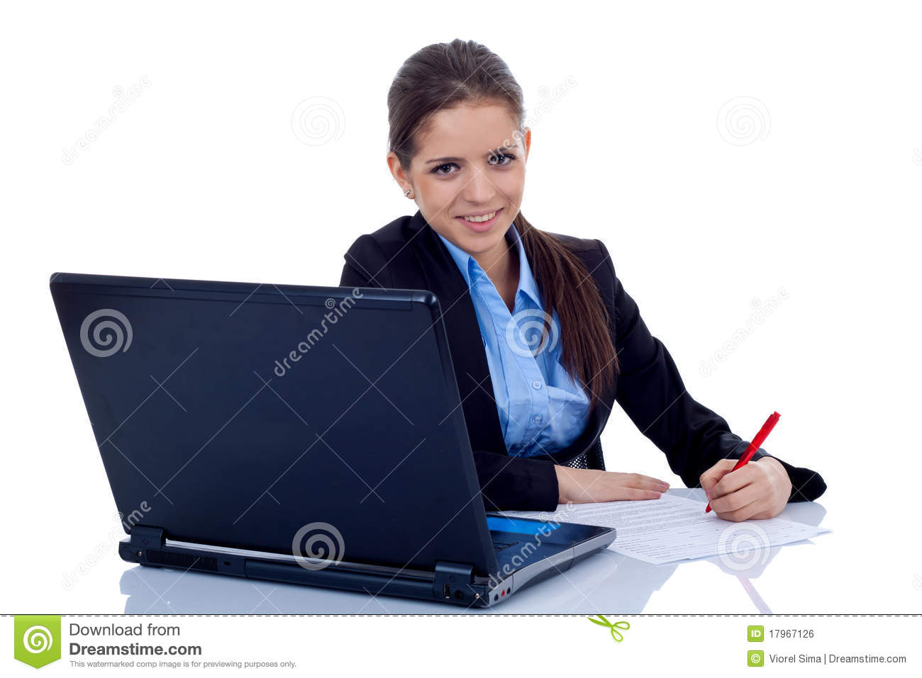 Business Woman Working At Her Desk Royalty Free Stock Image   Image