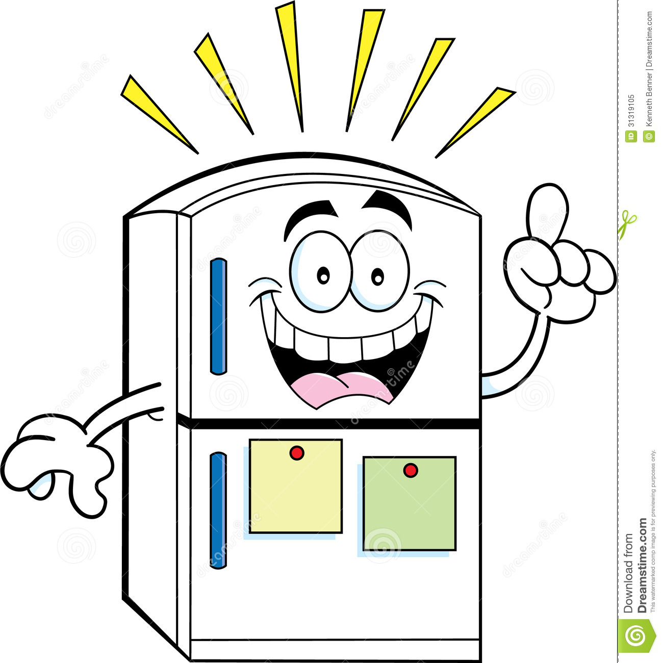 Cartoon Refrigerator With An Idea Royalty Free Stock Photo   Image