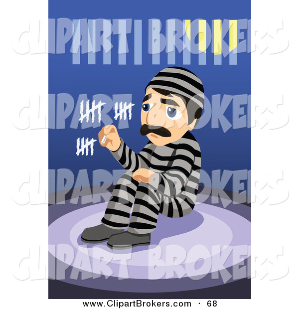 Clip Art Of A Bored Man In A Prison Cell Counting The Days With Chalk