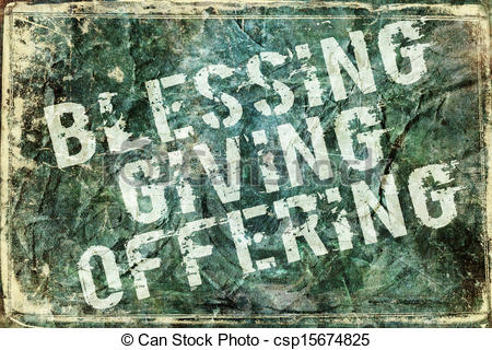 Clip Art Of Giving Offering Blessing Background   Grunge Style Letters