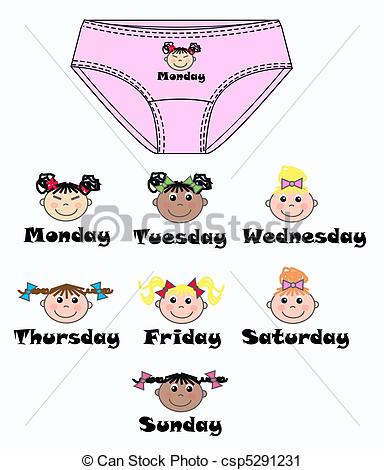 Clipart Of Girls Underwear   Girls Briefs With Different Patterns One