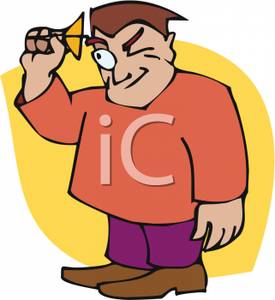 Clipart Picture  A Man Aiming While Playing Darts