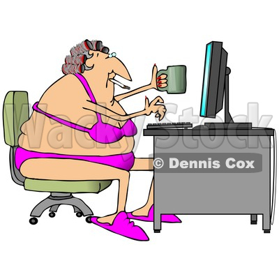 Coffee Mug And Typing On A Computer At A Desk Clipart Illustration