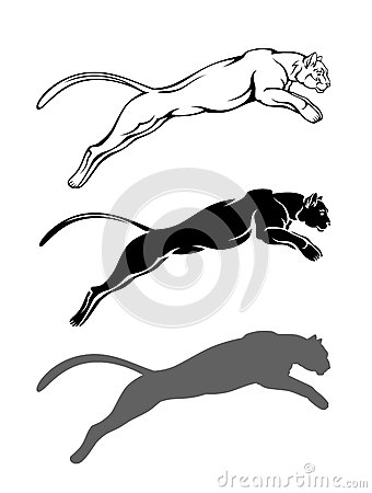 Cougar Silhouette Clip Art Cougar Jumping On A White