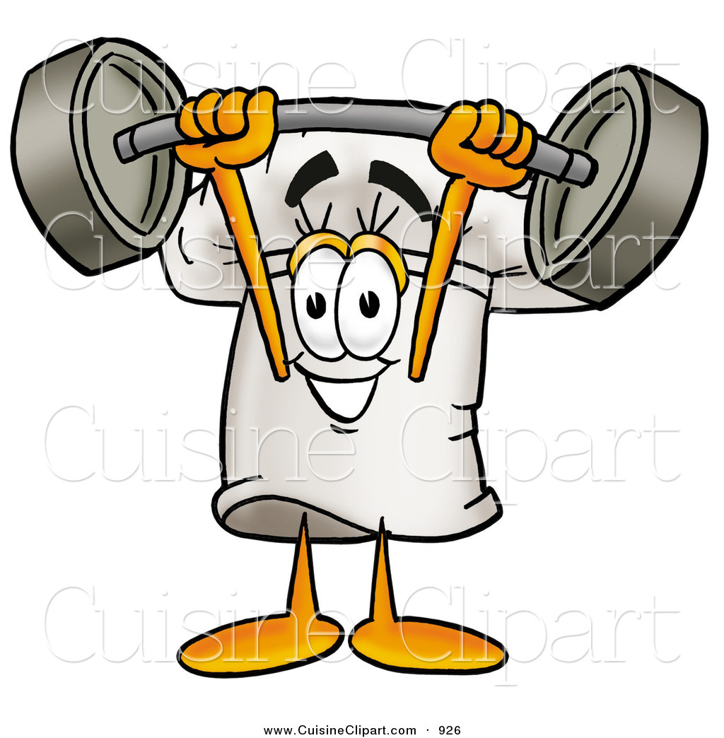 Cuisine Clipart Of A Strong Chefs Hat Mascot Cartoon Character Holding