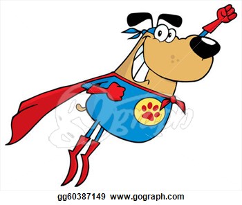 Eps Vector   Brown Super Hero Dog Flying  Stock Clipart Illustration