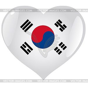 Heart With Flag Of South Korea   Vector Clip Art
