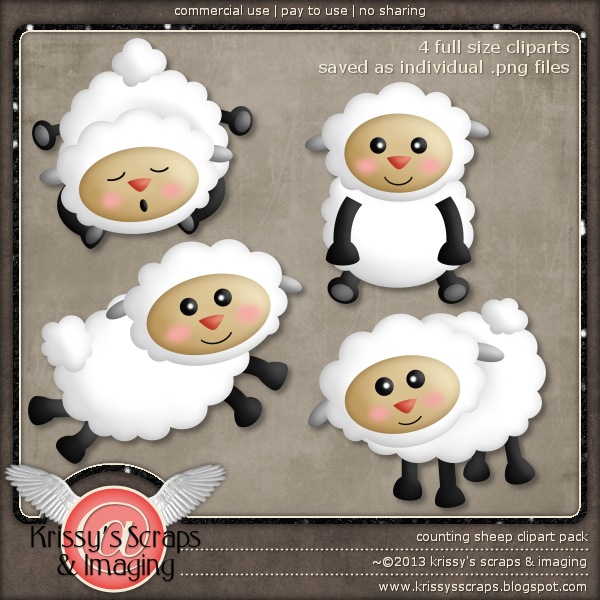 Krissy S Scraps   New  Counting Sheep Clipart   Template Packs   Cu