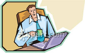 Man At Work With A Laptop Royalty Free Clipart Image