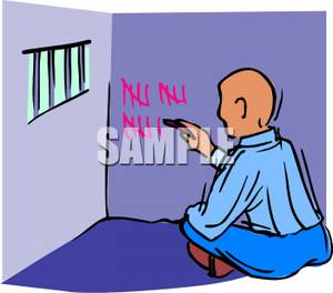 Man Counting Days In Prison   Royalty Free Clipart Picture