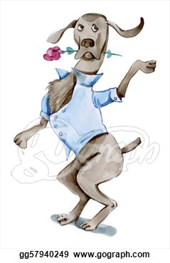 Of Dog Dancing Tango With Rose  Clipart Drawing Gg57940249