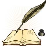 Quill Ink Pot And Open Book Vector Illustration   Stock Illustration
