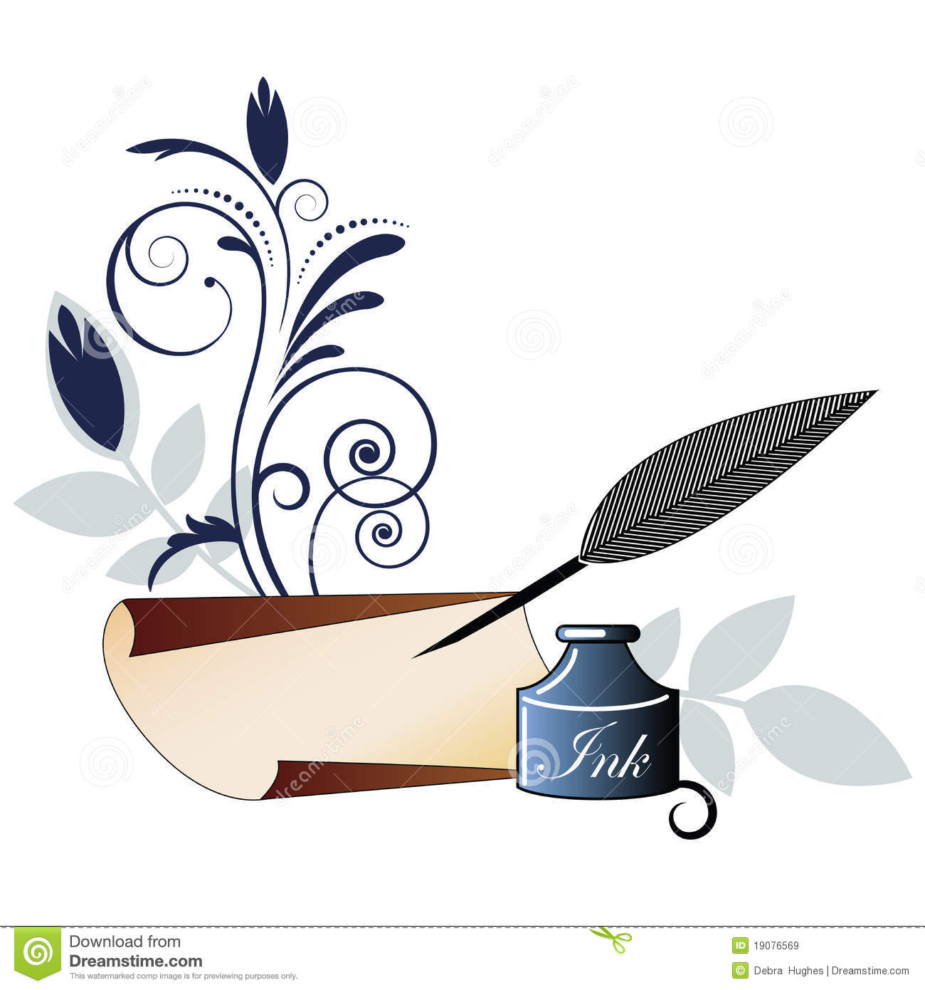 Quill Pen Paper And Flourish Ink Royalty Free Stock Images   Image