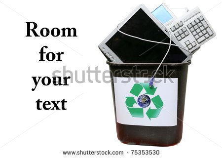 Recycle Bin Filled With Old E Waste For Recycling Of Out Dated    